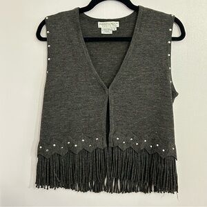 Vintage Fringed Studded Western Sweater Vest